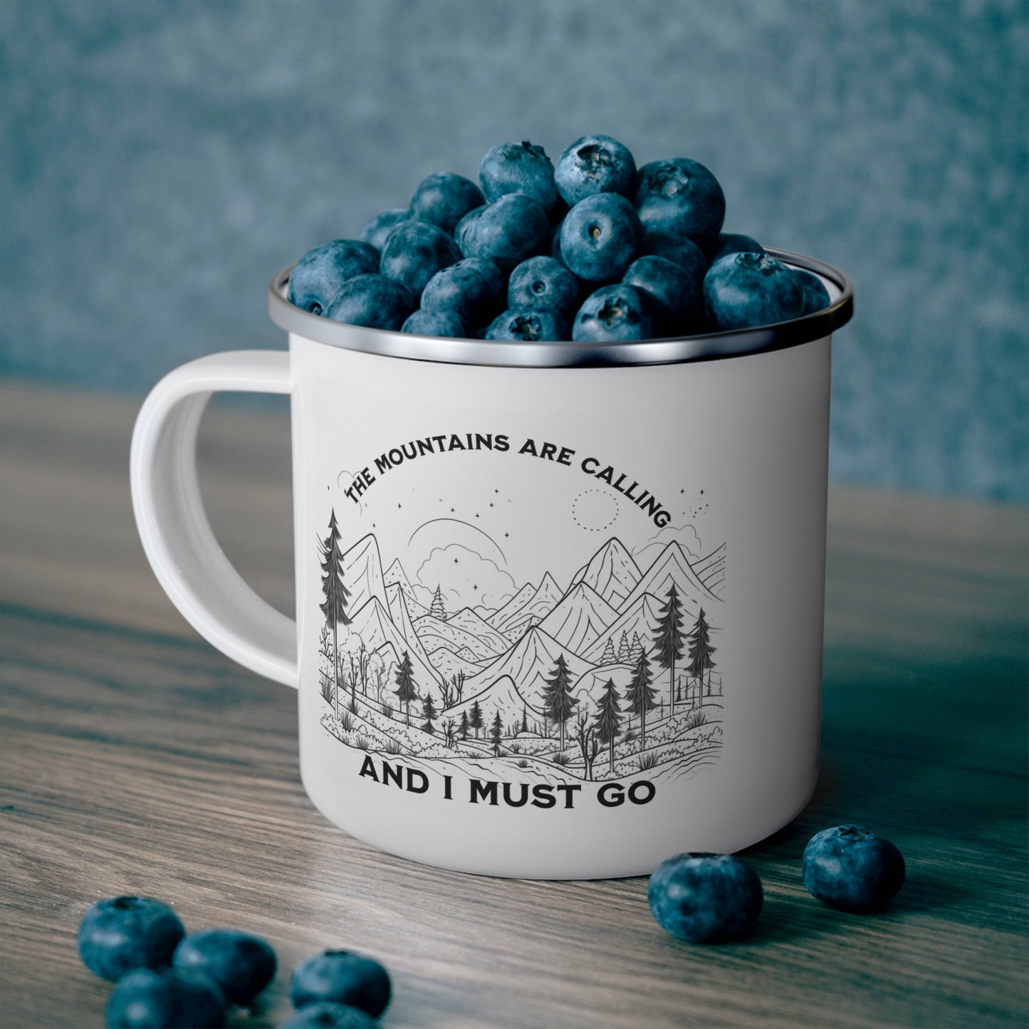 The Mountains are Calling and I must go Enamel Camping Mug