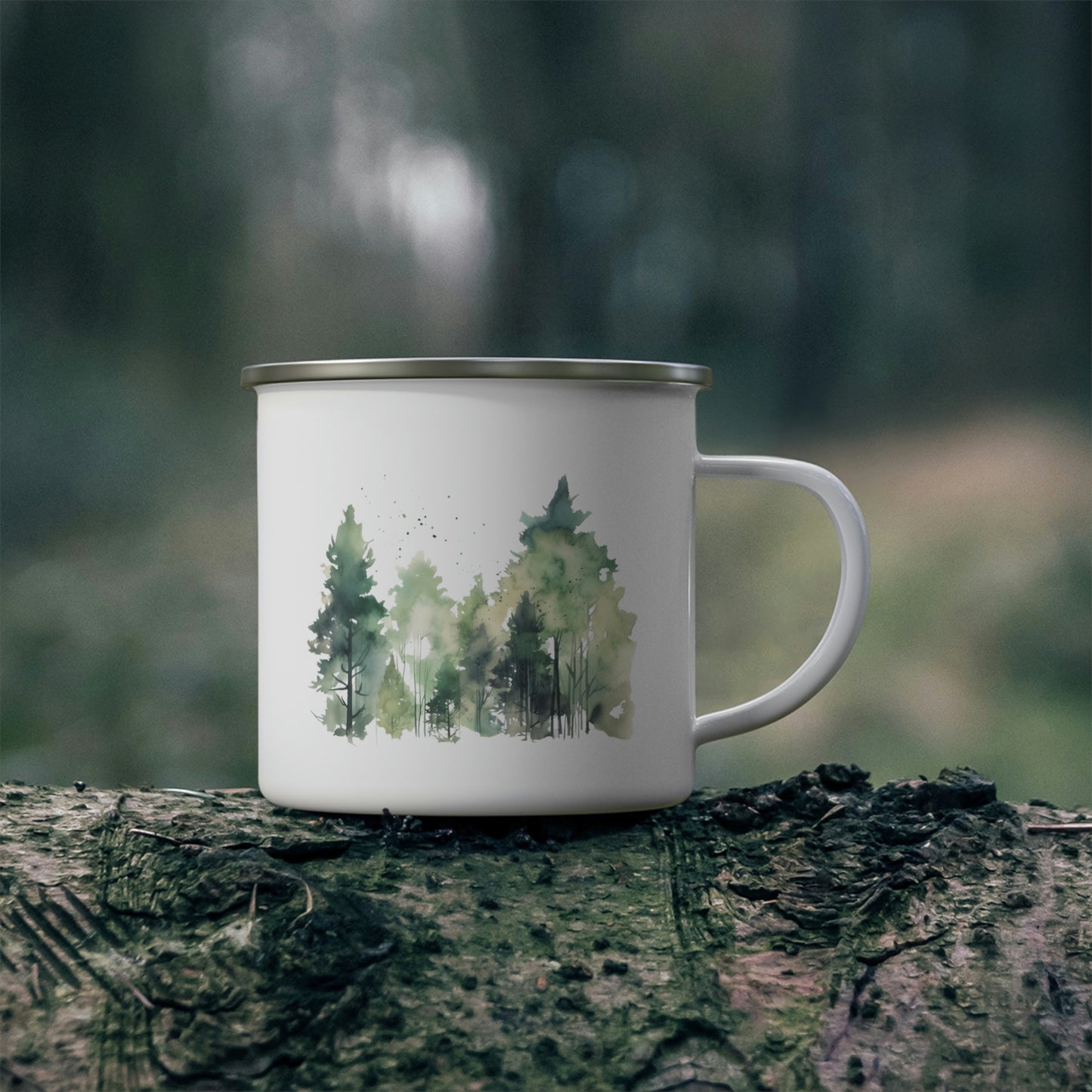 Water Color Tree line Enamel Camping Mug