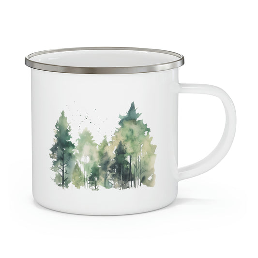 Water Color Tree line Enamel Camping Mug