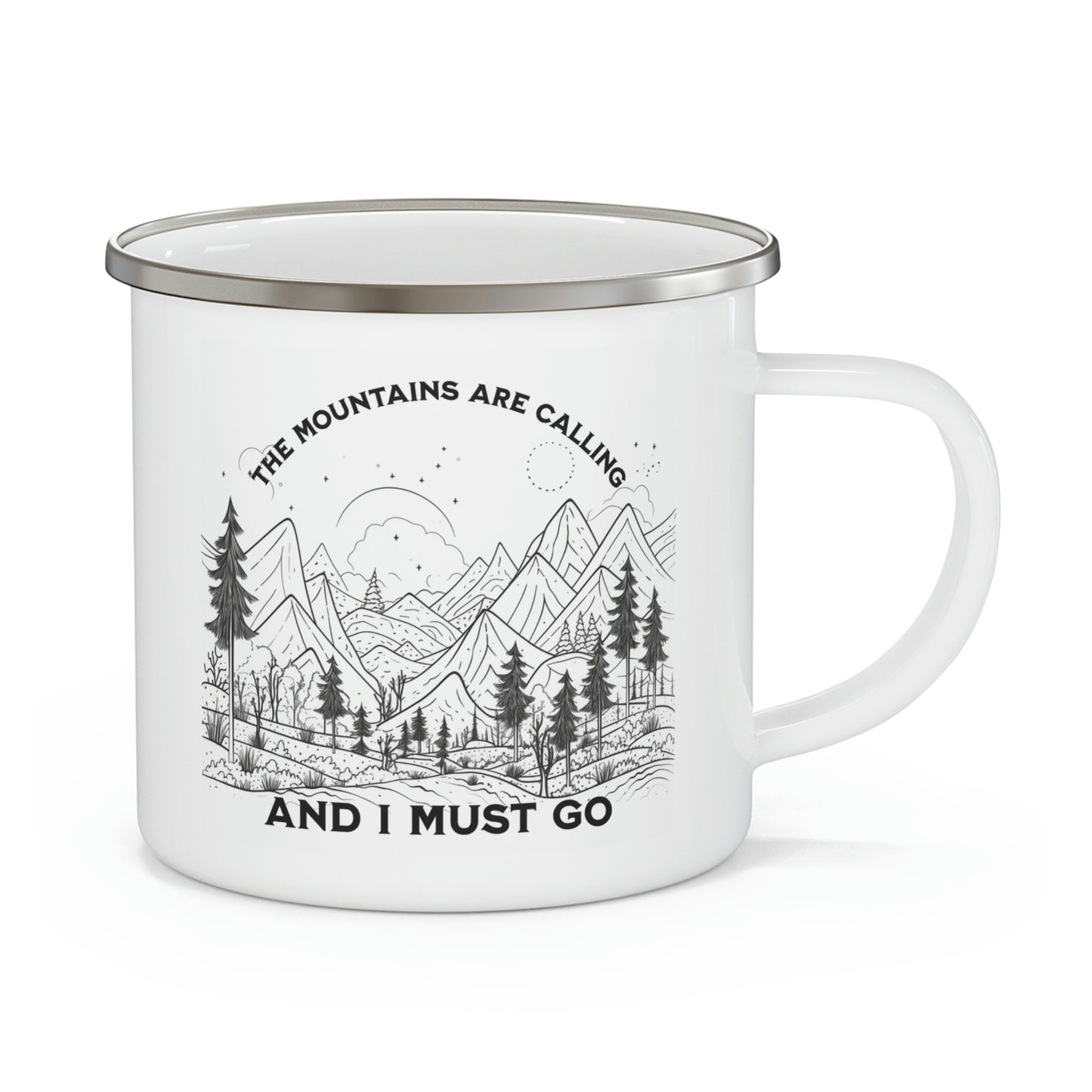 The Mountains are Calling and I must go Enamel Camping Mug